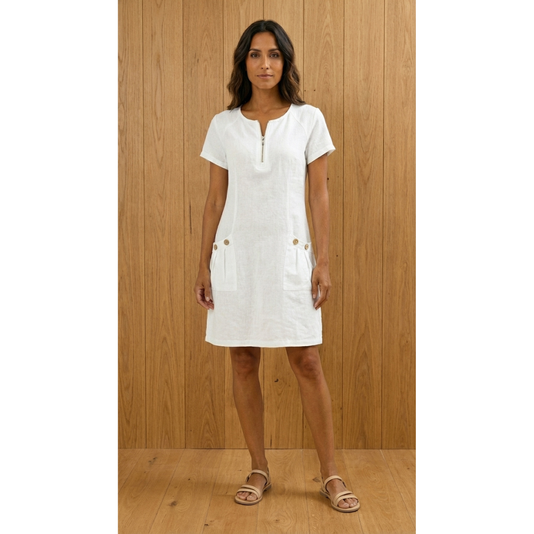 Lucía - Vestido de manga corta premium con cremallera para Mujer