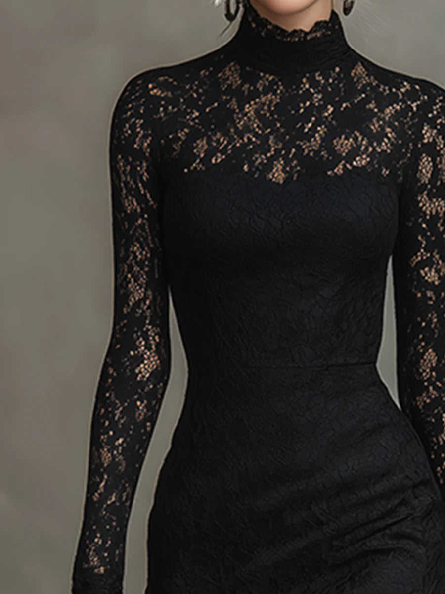 Veronika | Vestido Maxi de Encaje Negro