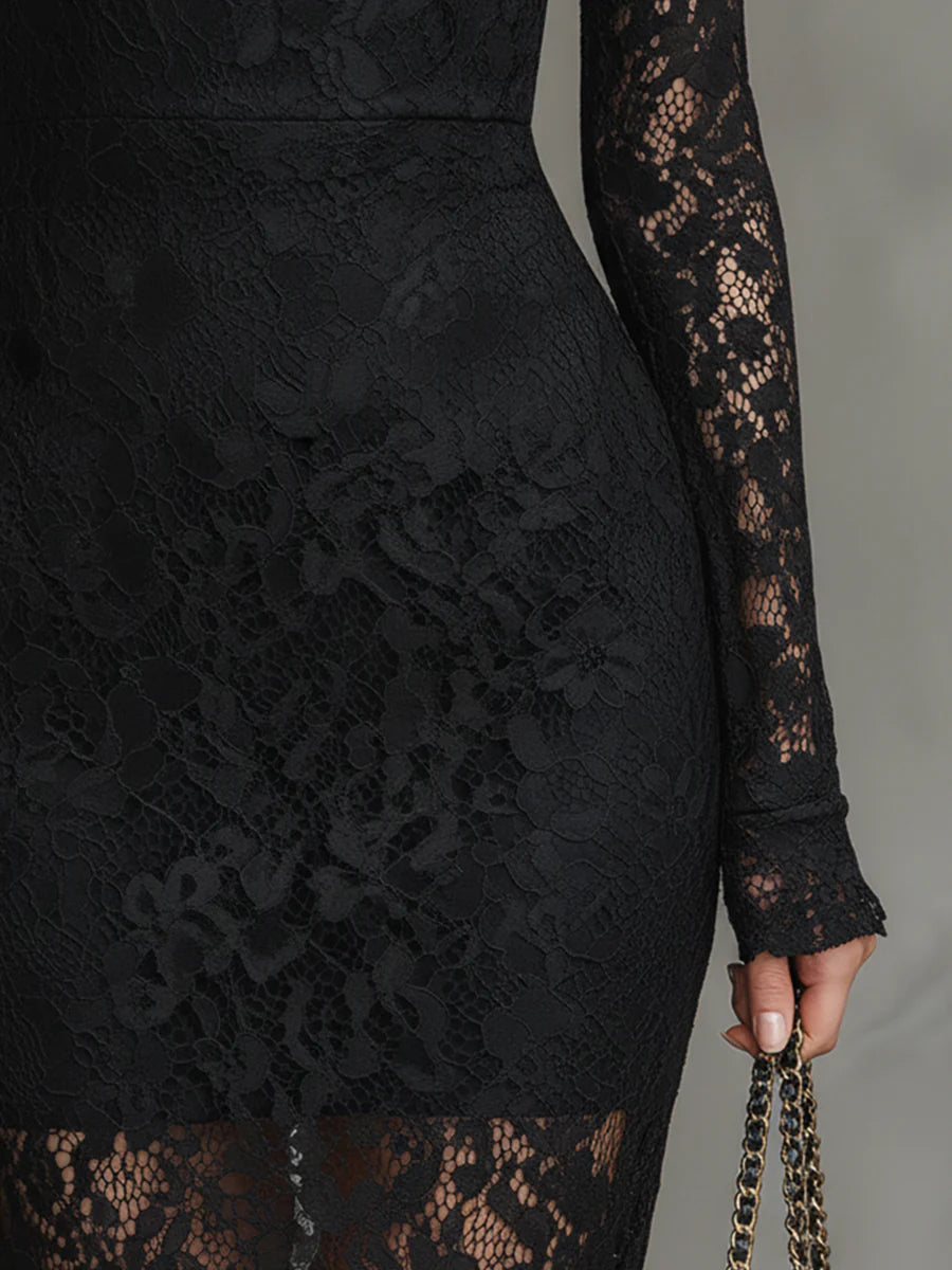 Veronika | Vestido Maxi de Encaje Negro