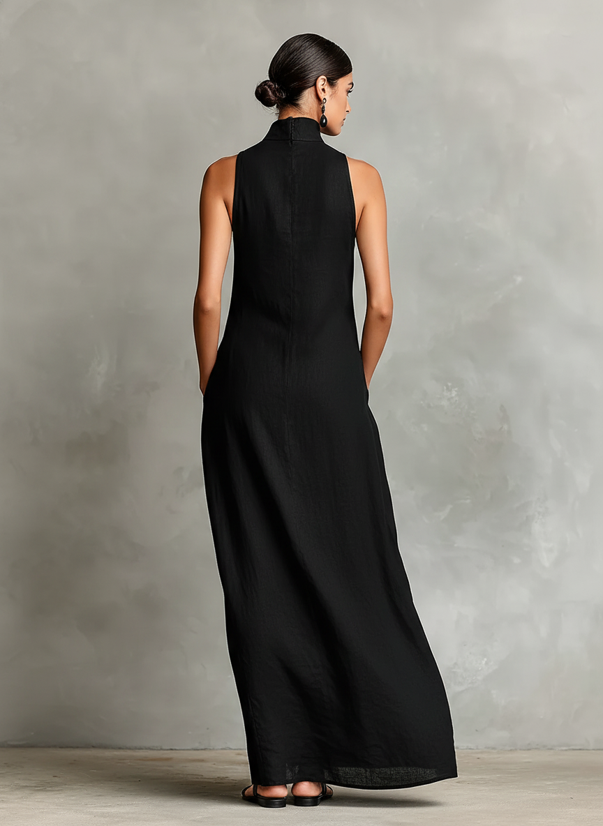 Caterina | Vestido largo negro minimalista para Mujer