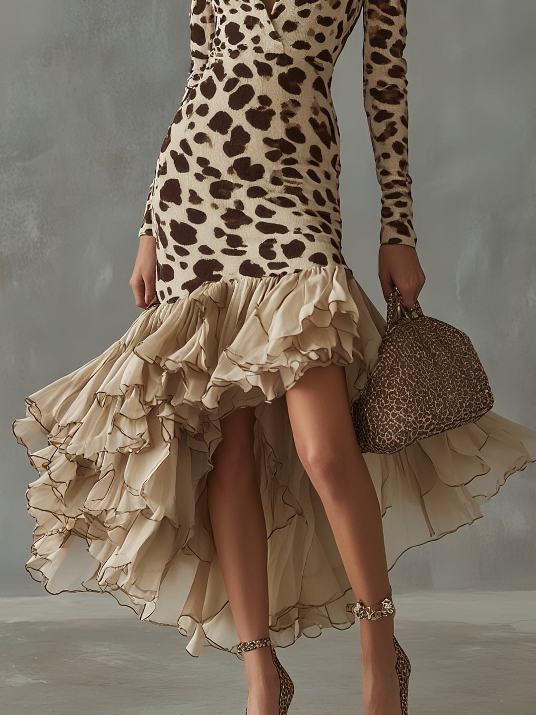 Carmen · Vestido de Mujer con estampado animal y volantes