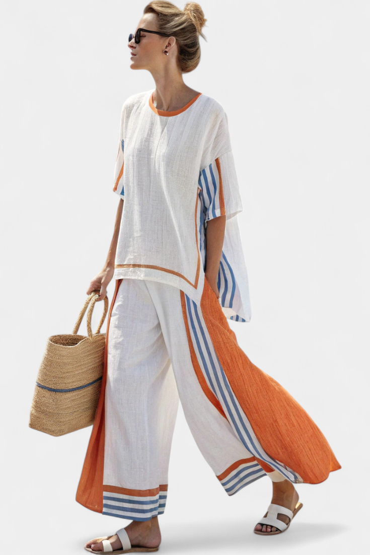 Mirthe | Conjunto aireado de dos piezas con rayas y corte oversize