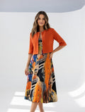 Maéliane -  Vestido midi impreso elegante fluido para Mujer