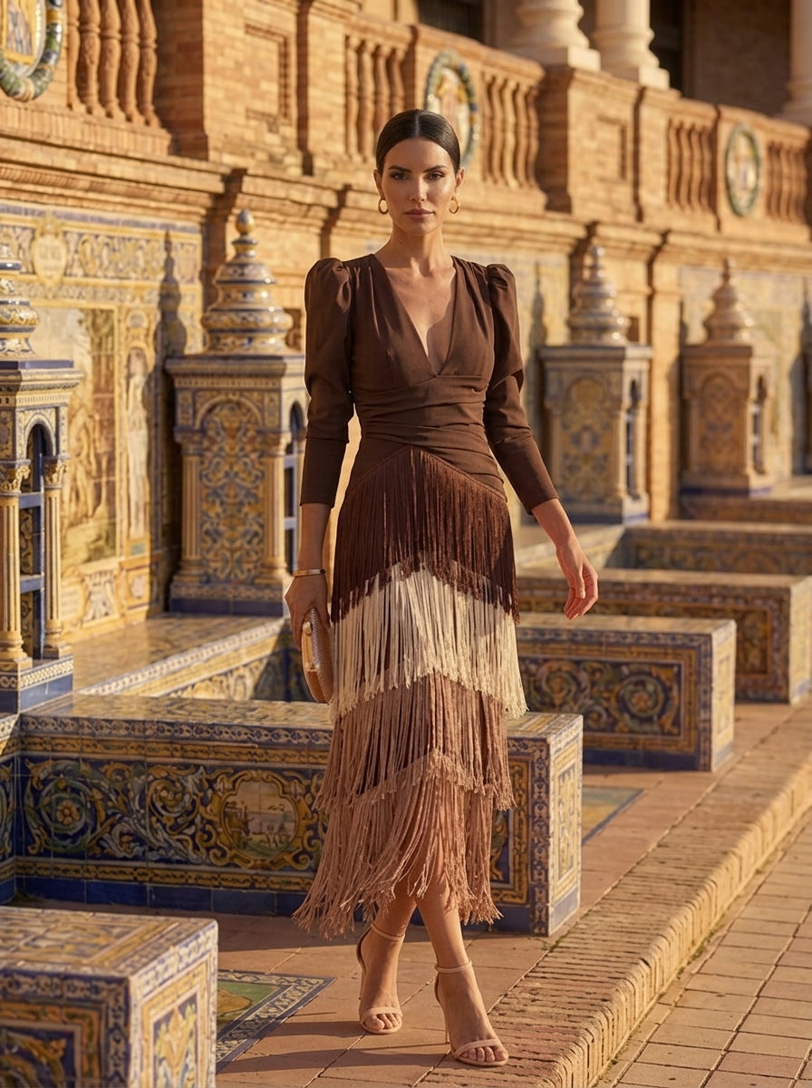 Salvia - Vestido Flecos para Mujer