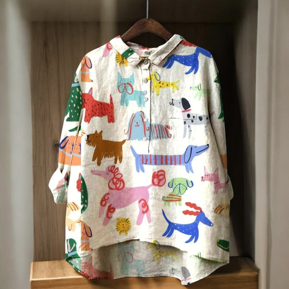 Astrid | Blusa exclusiva de mujer con estampado de perro para Mujer