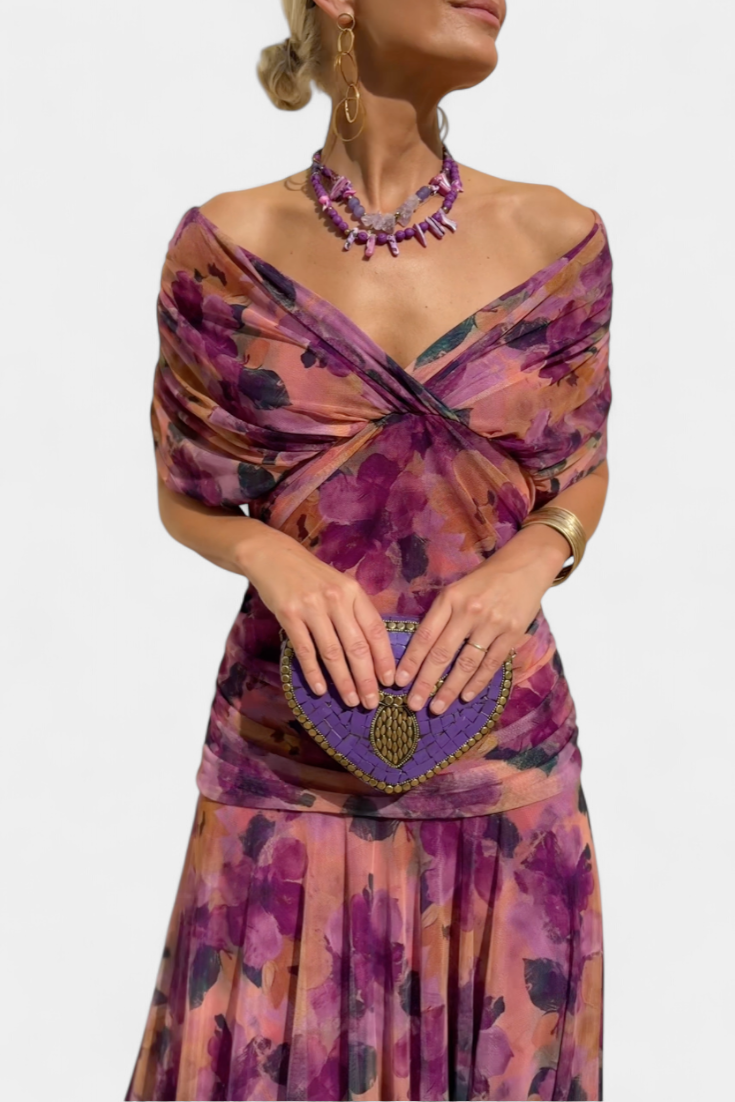 Magda | Vestido largo de flores con escote en V para Mujer