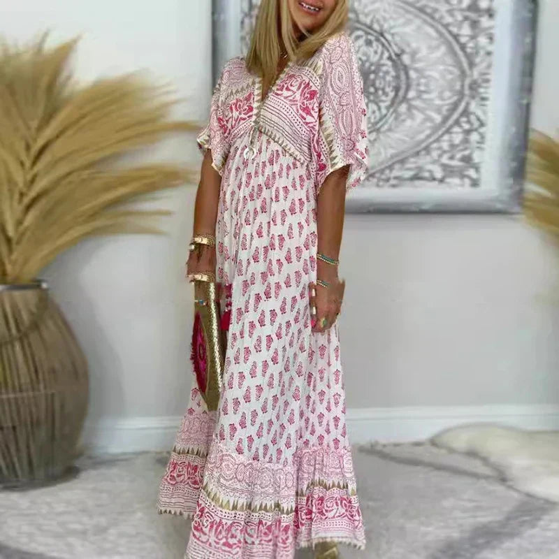 Mabel – Vestido largo bohemio con estampado