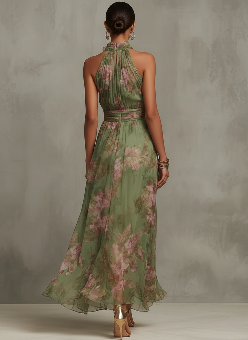 Alejandra | Vestido maxi floral verde para Mujer