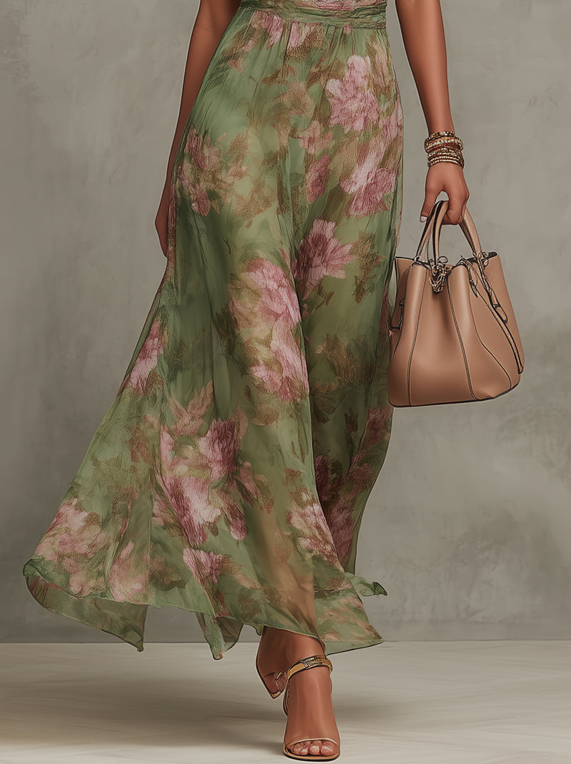 Alejandra | Vestido maxi floral verde para Mujer