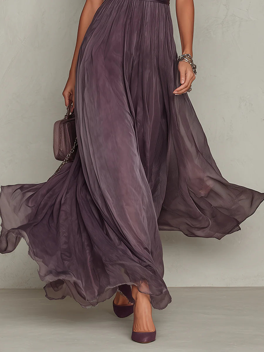 Flavia -  Vestido largo violeta con escote en forma de llave para Mujer