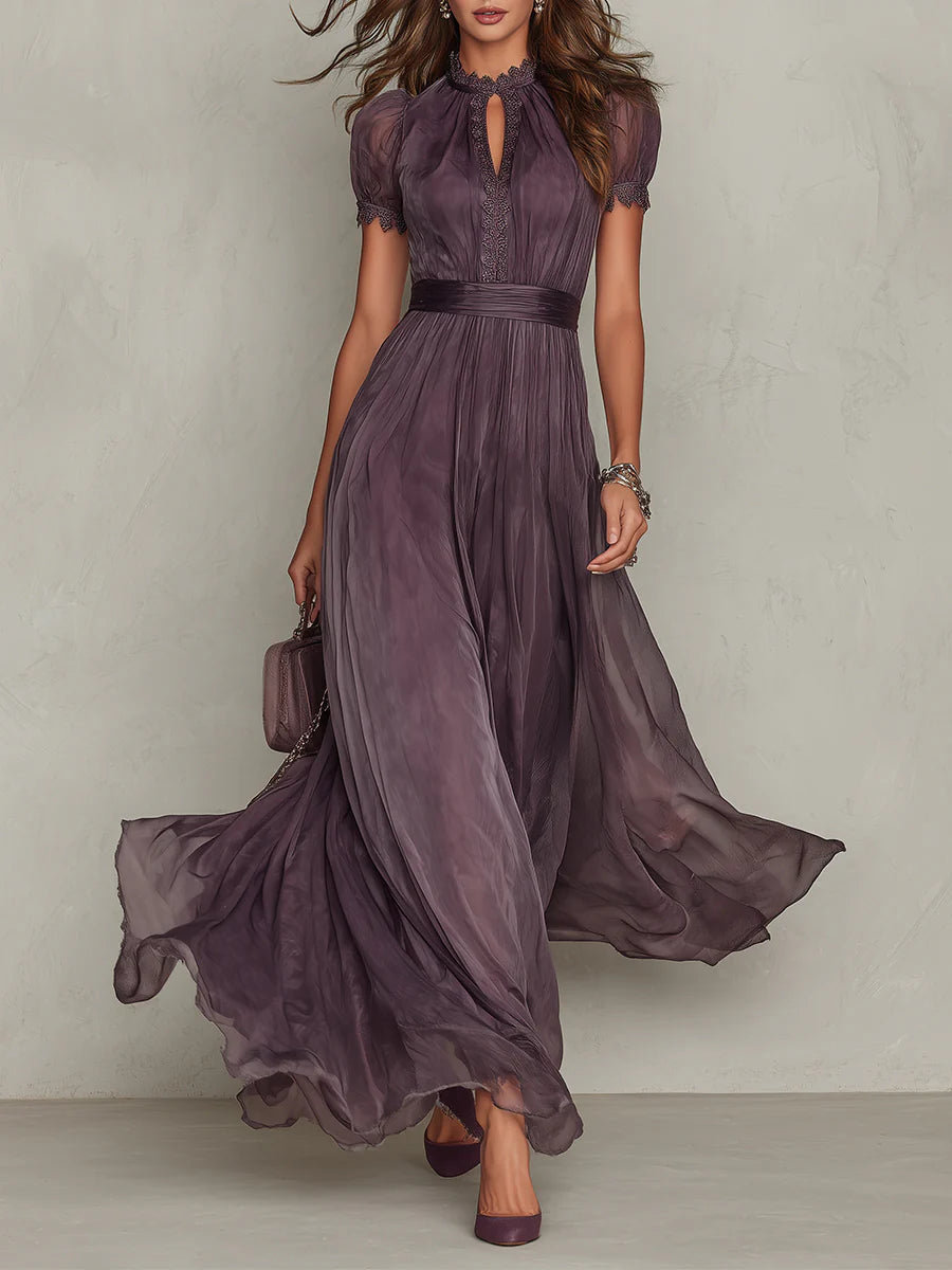 Flavia -  Vestido largo violeta con escote en forma de llave para Mujer