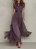 Flavia -  Vestido largo violeta con escote en forma de llave para Mujer