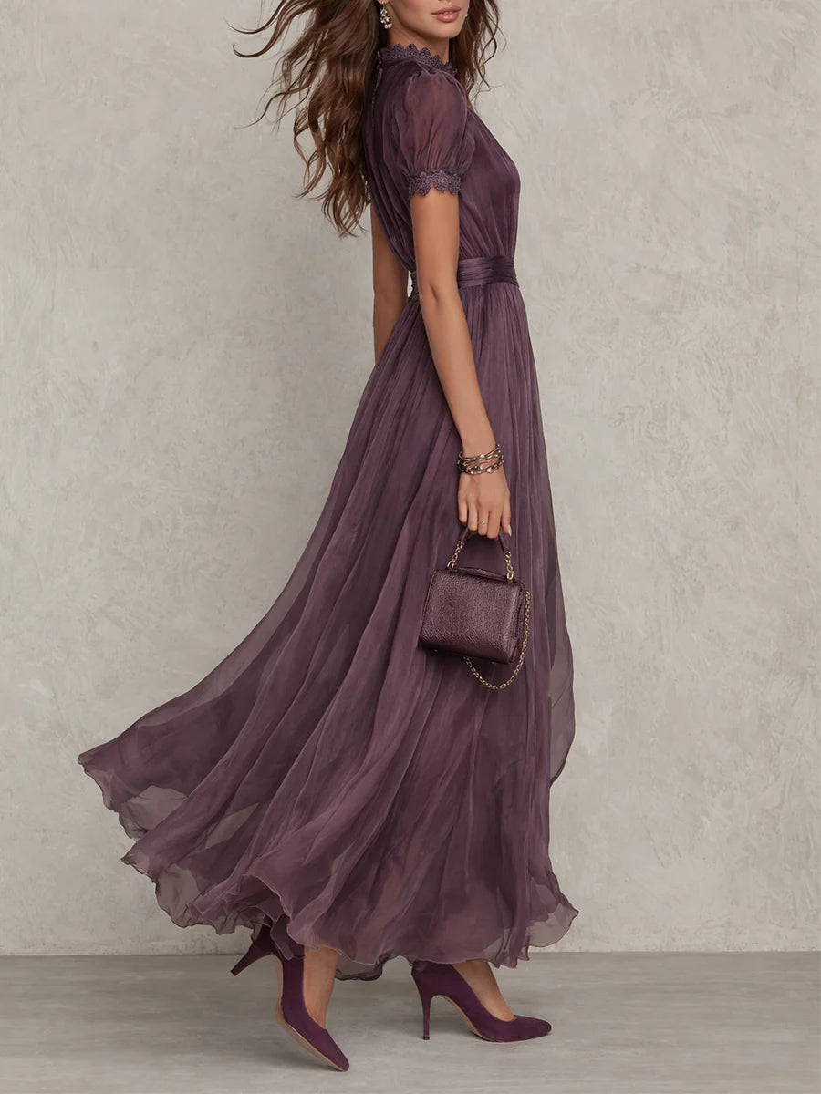 Flavia -  Vestido largo violeta con escote en forma de llave para Mujer