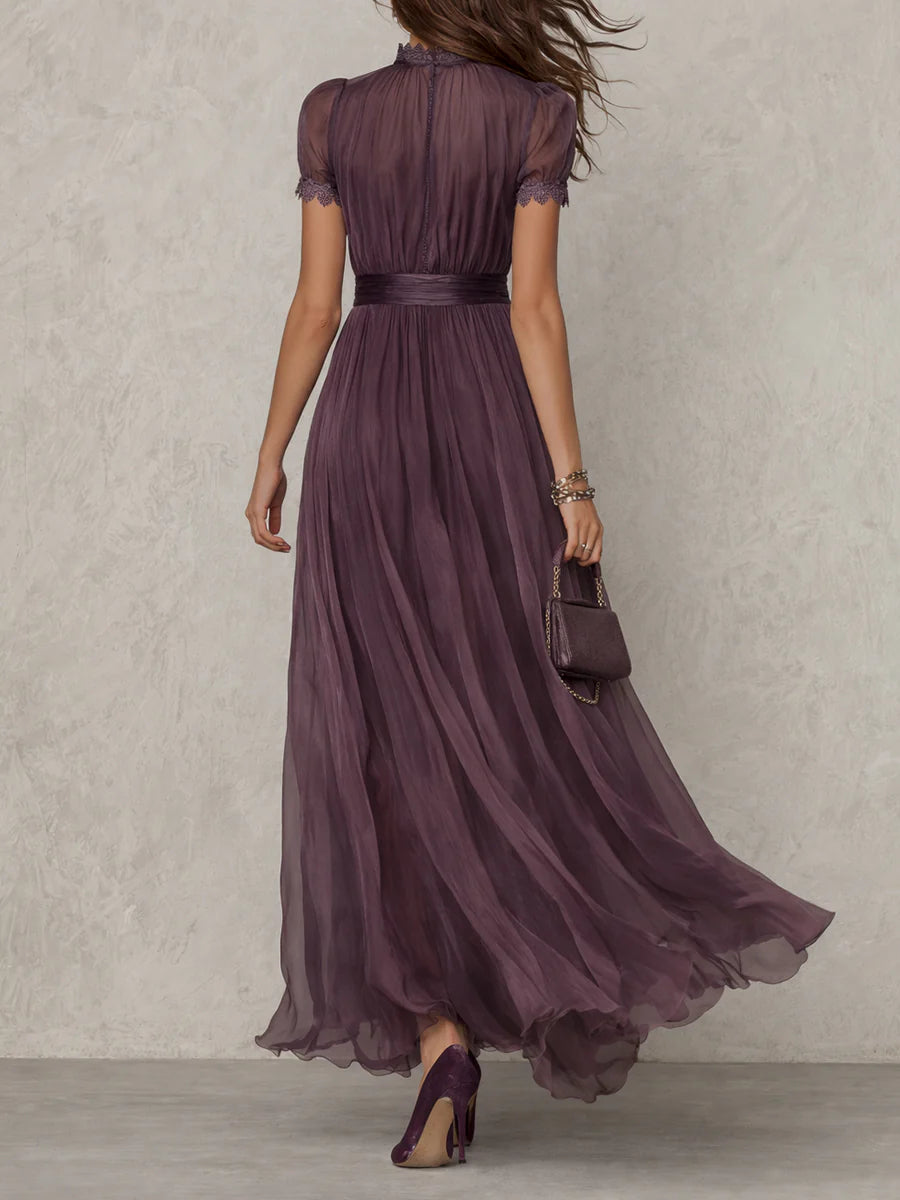 Flavia -  Vestido largo violeta con escote en forma de llave para Mujer