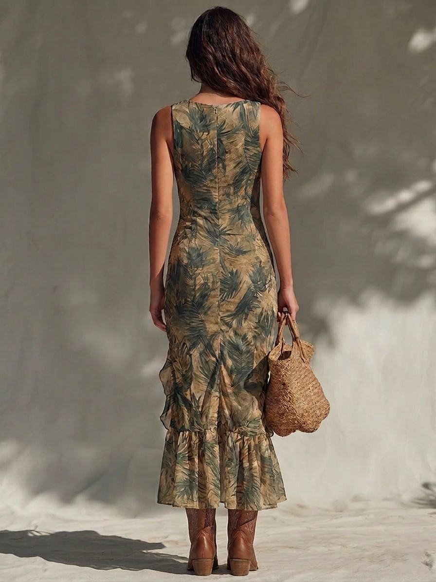 Helena | Vestido largo estampado con abertura para Mujer