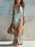Luisa | Vestido maxi chemisier mediterráneo para Mujer