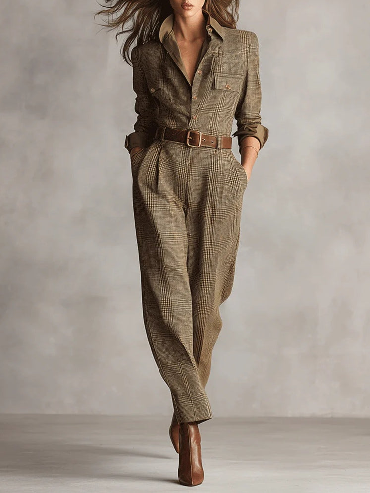 Zoë | Mono utilitario de cuadros con textura de tweed refinado