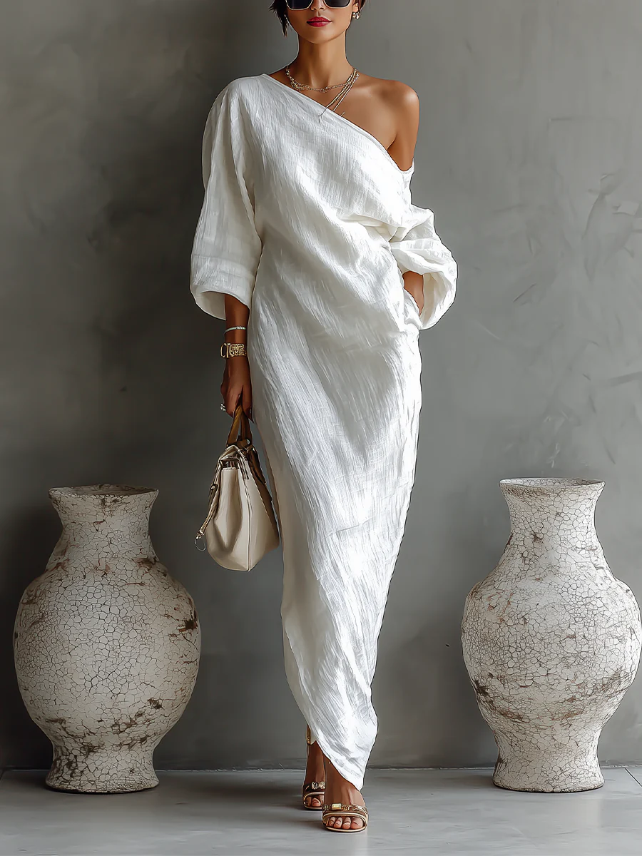 Nerina • Vestido maxi asimétrico elegante y fluido