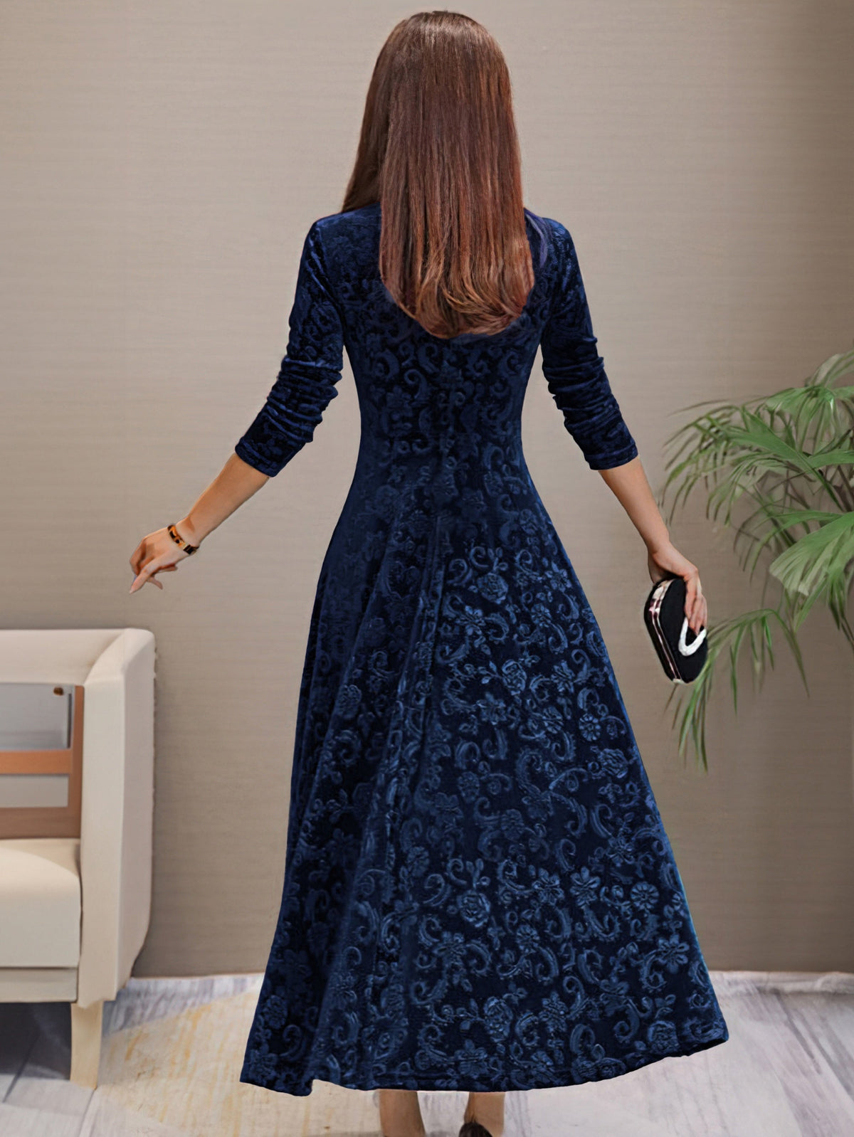 Denise | Elegante vestido de fiesta de terciopelo con escote en V