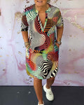 Ria™ | Vestido colorido con cuello en V