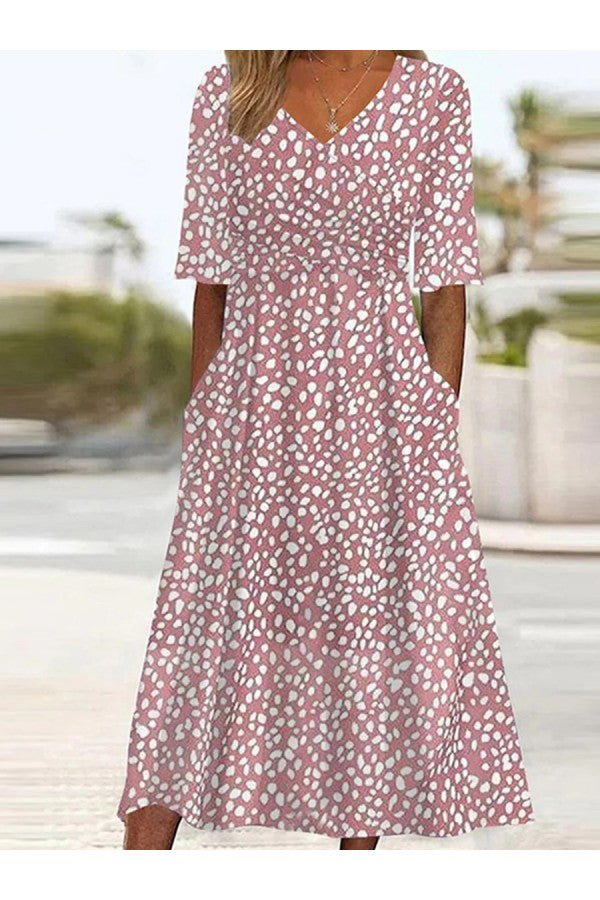 COLETTE | ELEGANTE VESTIDO MIDI CON PUNTOS QUE APLANA EL ABDOMEN PARA MUJER