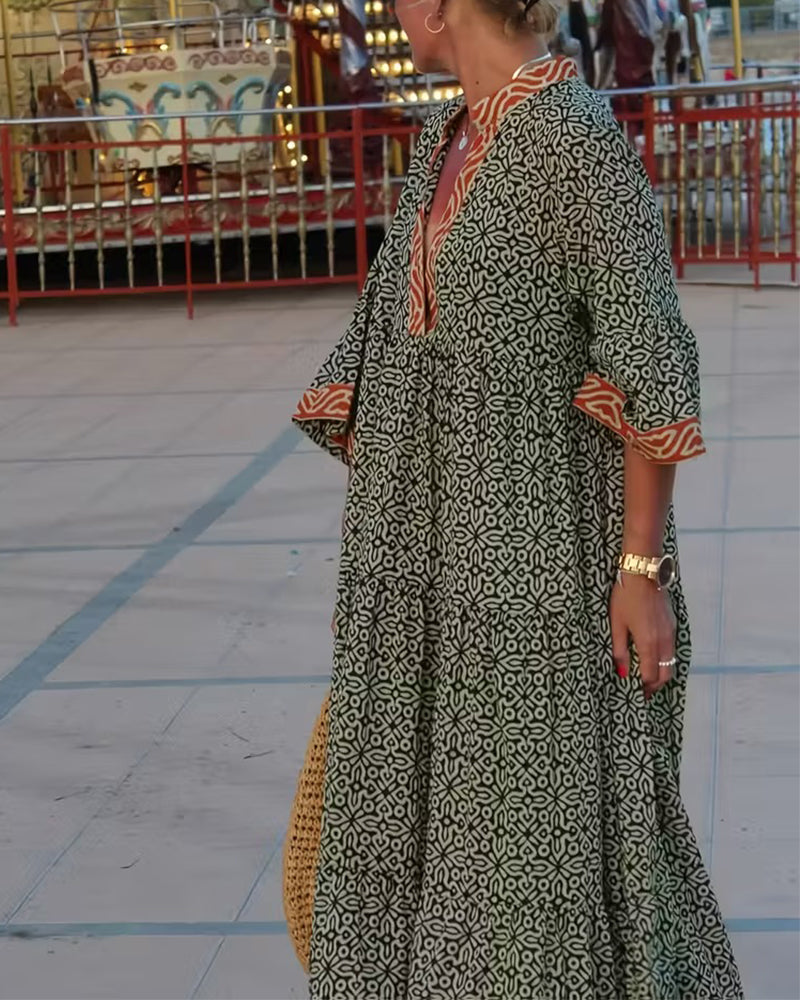 Luna · Vestido maxi de Mujer con estampado con escote en V