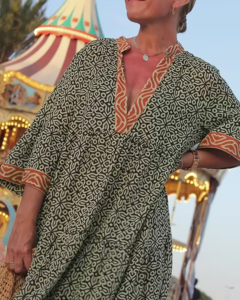 Luna · Vestido maxi de Mujer con estampado con escote en V