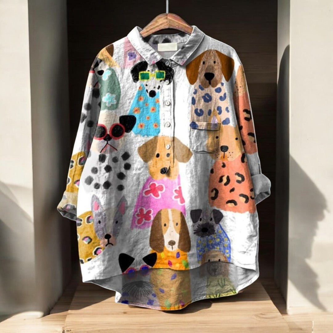 Astrid | Blusa exclusiva de mujer con estampado de perro para Mujer