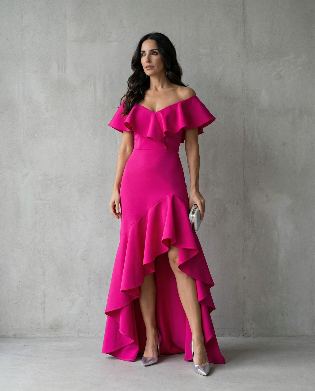Isabel · Vestido elegante de Mujer con volantes y escote en V