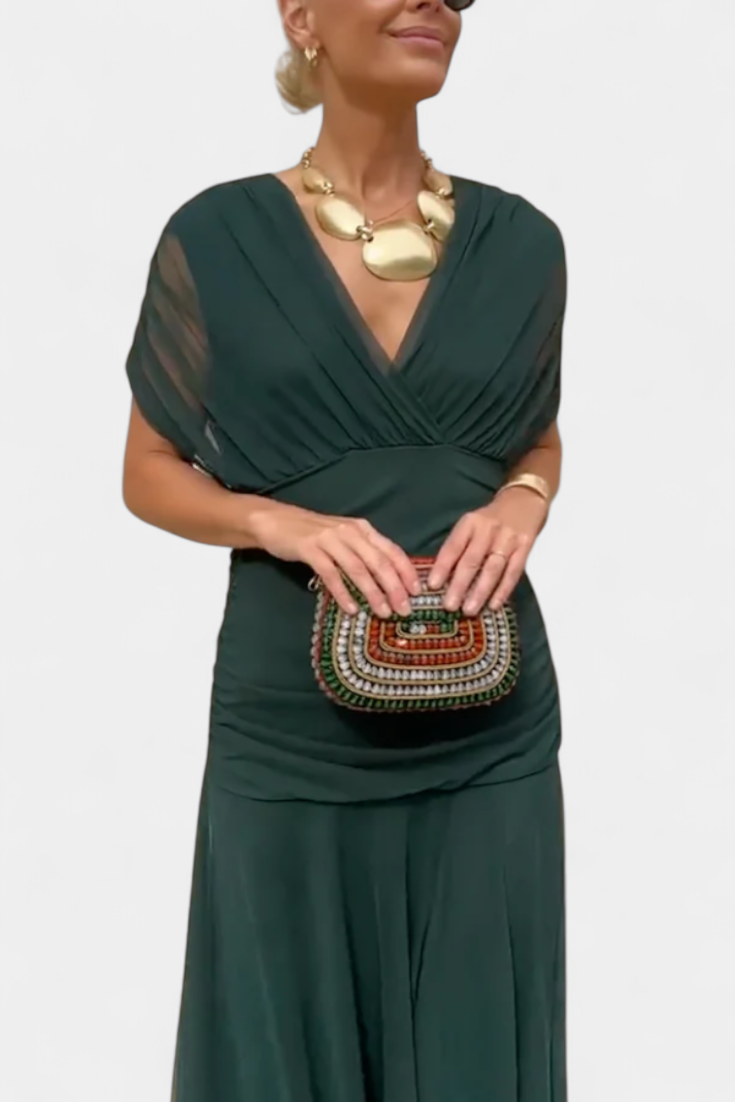Magda | Vestido largo de flores con escote en V para Mujer