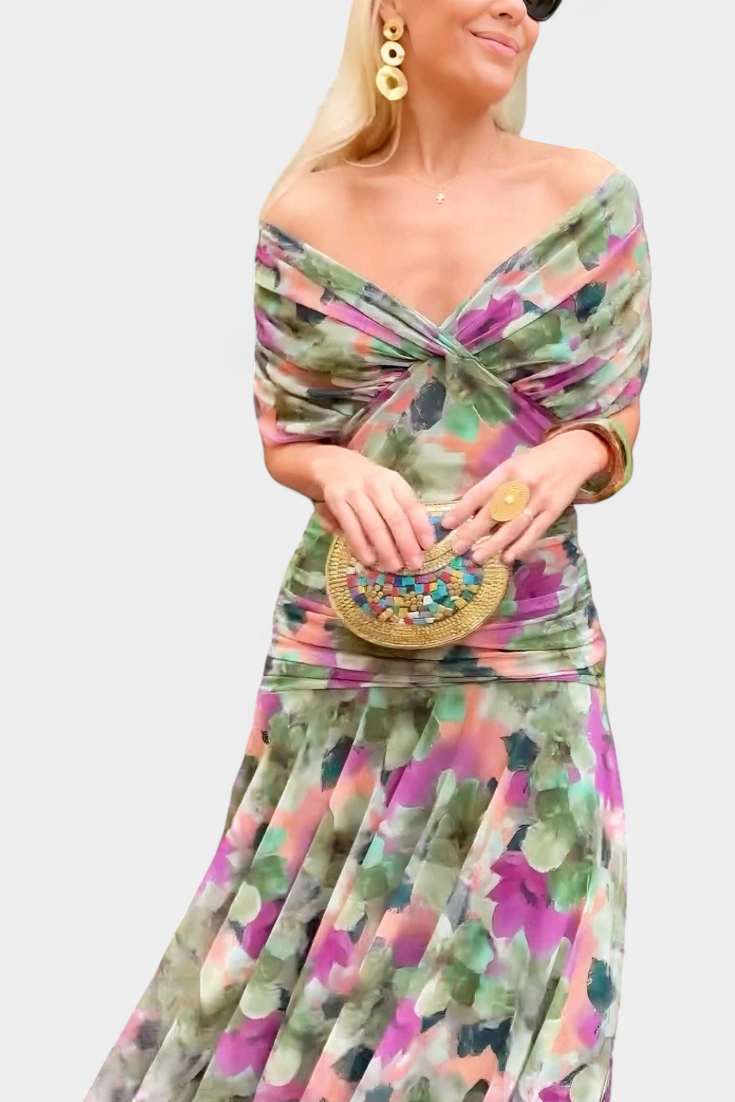 Magda | Vestido largo de flores con escote en V para Mujer