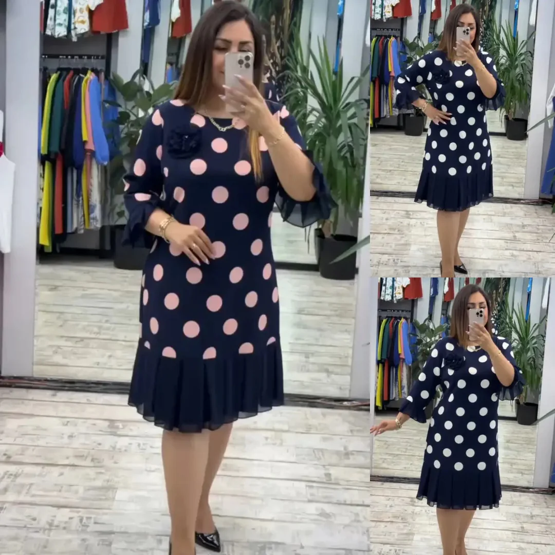 Paola | Vestido plisado de lunares para Mujer