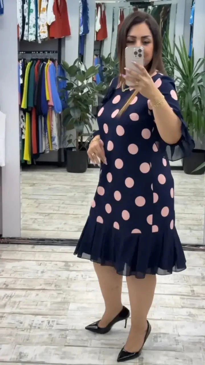 Paola | Vestido plisado de lunares para Mujer