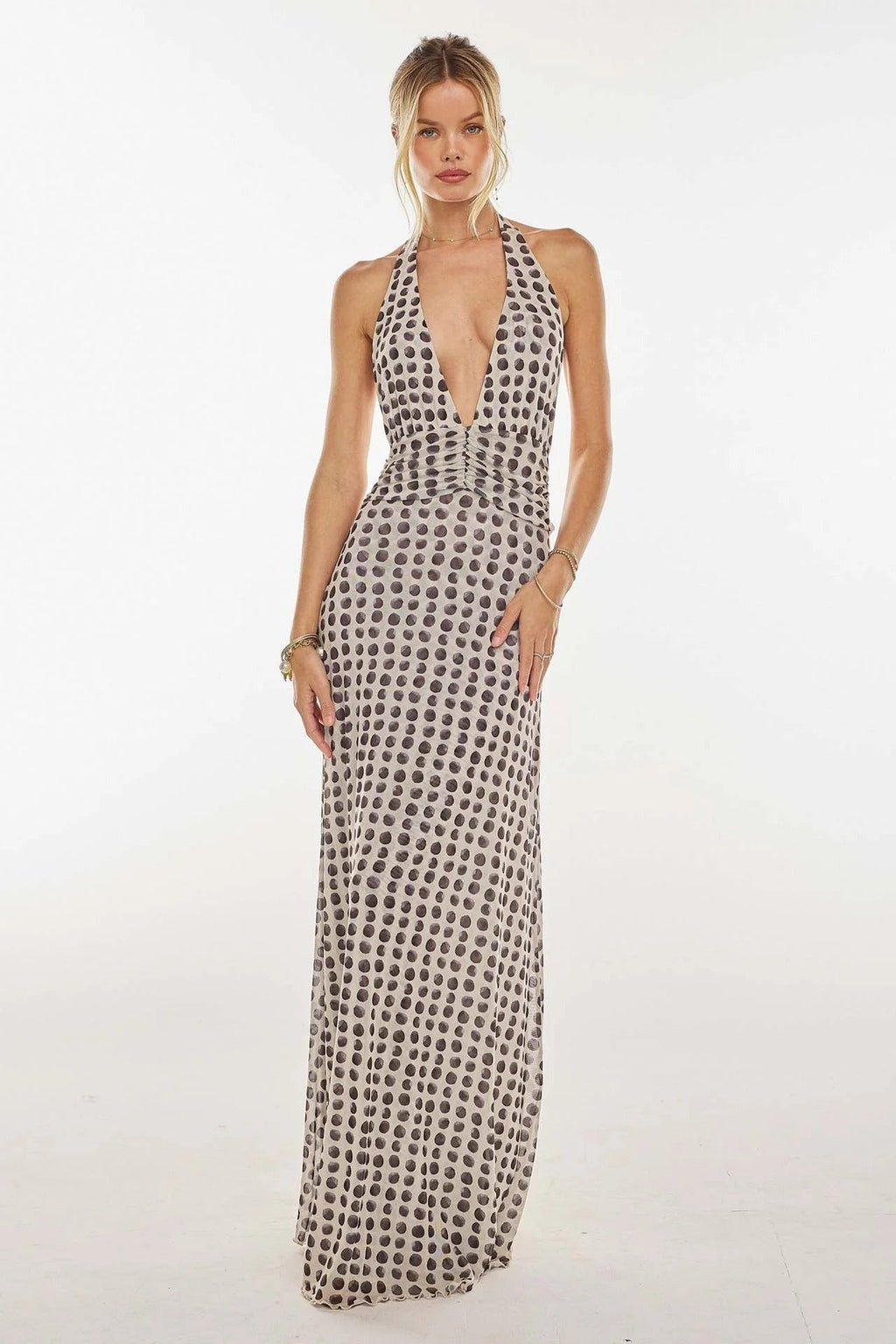 Camoni - Vestido Maxi de Diario con Lunares para Mujer