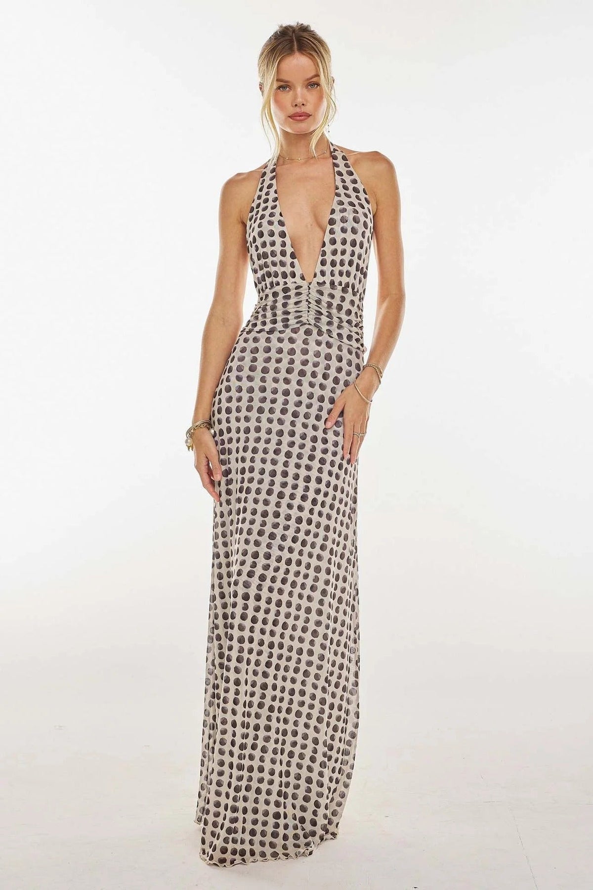 Camoni - Vestido Maxi de Diario con Lunares para Mujer