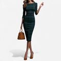 Madina™ – Vestido Midi a Cuadros Elegante para Mujer