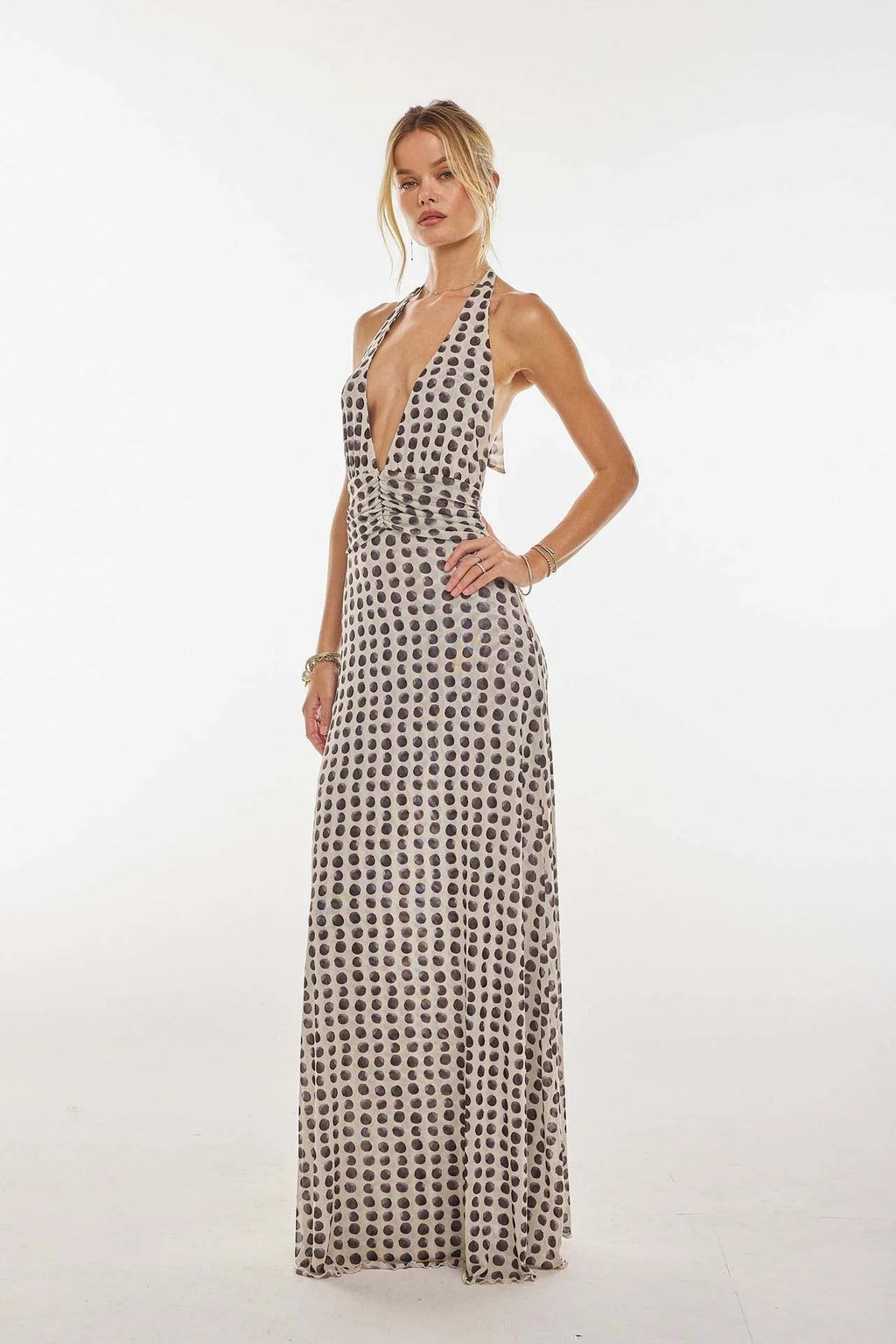 Camoni - Vestido Maxi de Diario con Lunares para Mujer