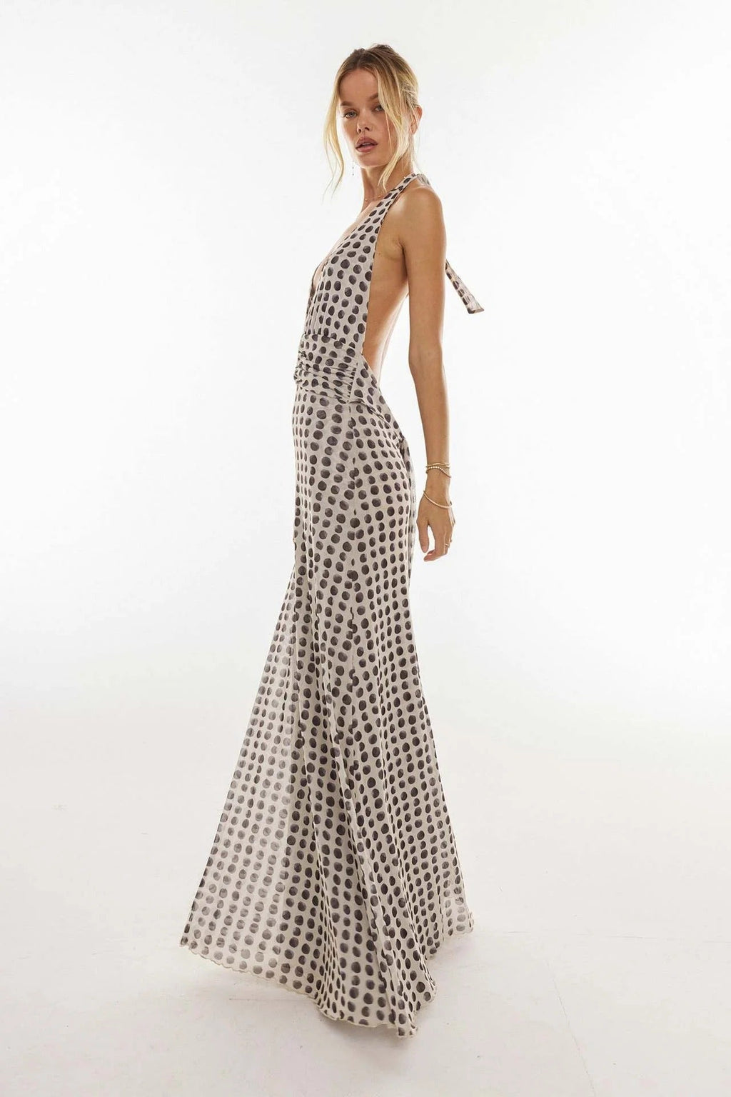 Camoni - Vestido Maxi de Diario con Lunares para Mujer