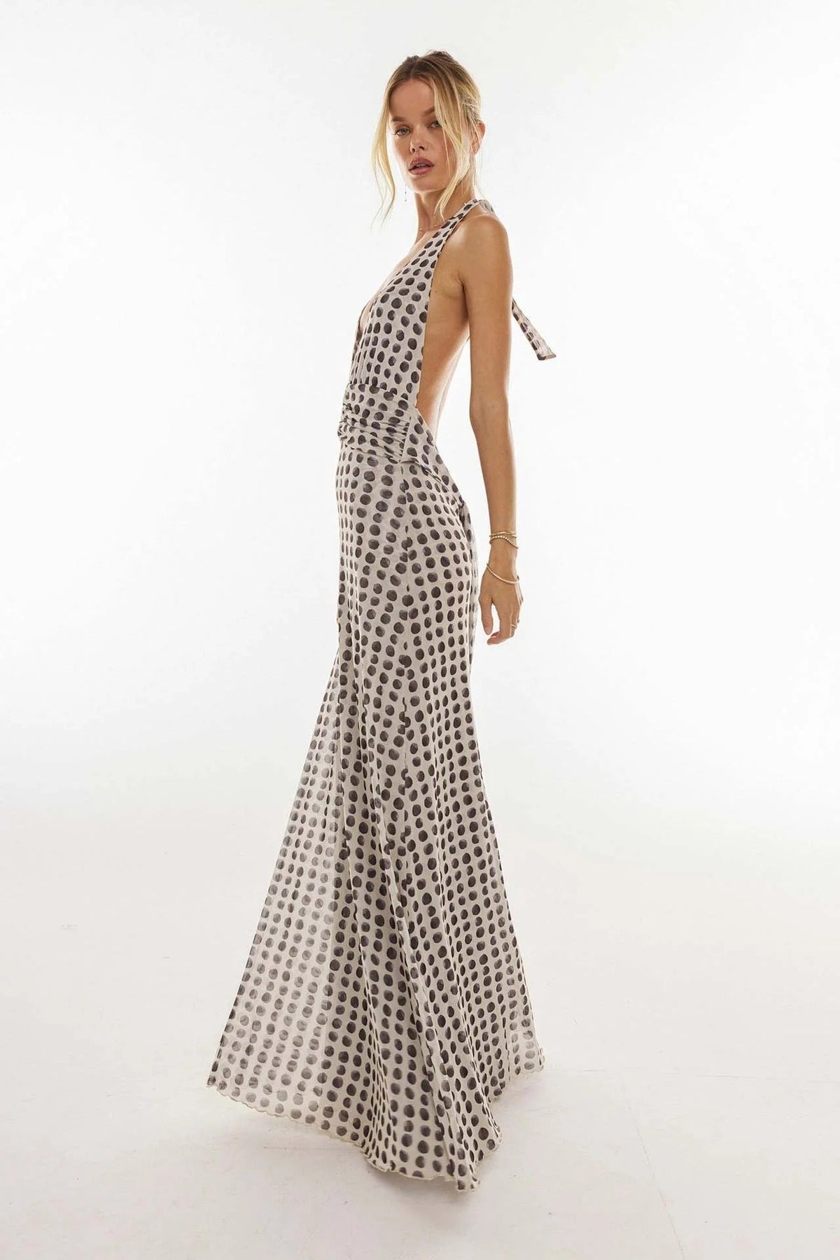 Camoni - Vestido Maxi de Diario con Lunares para Mujer