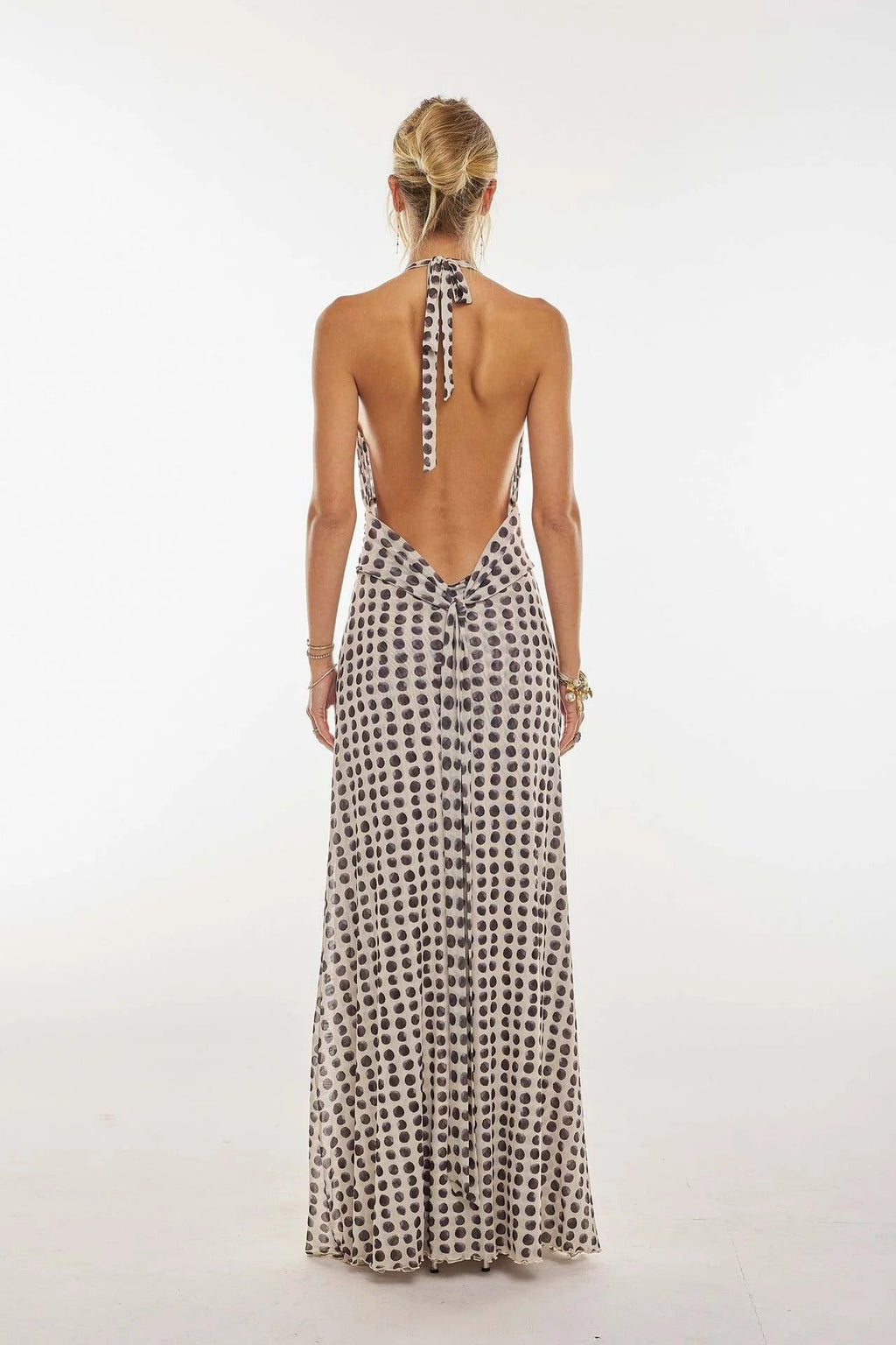 Camoni - Vestido Maxi de Diario con Lunares para Mujer