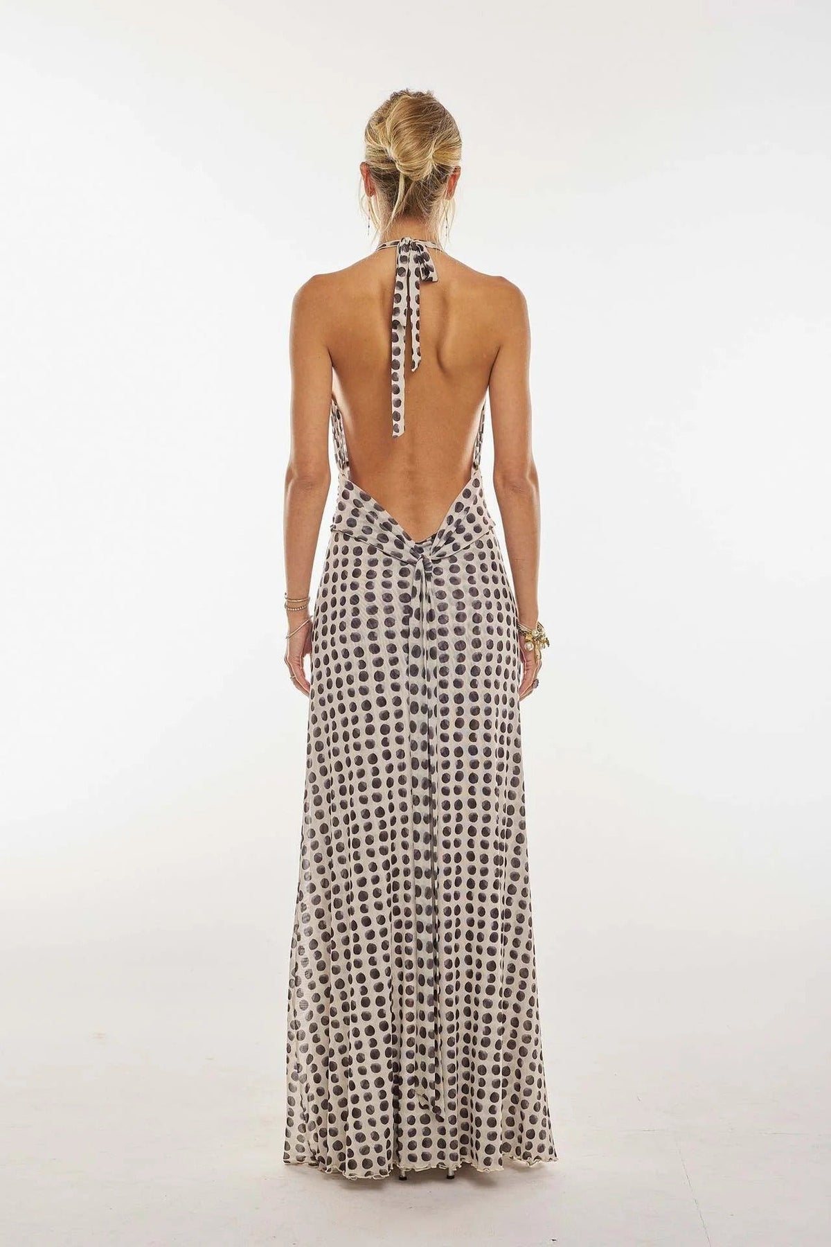 Camoni - Vestido Maxi de Diario con Lunares para Mujer