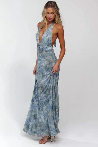 Camoni - Vestido Maxi de Diario con Lunares para Mujer