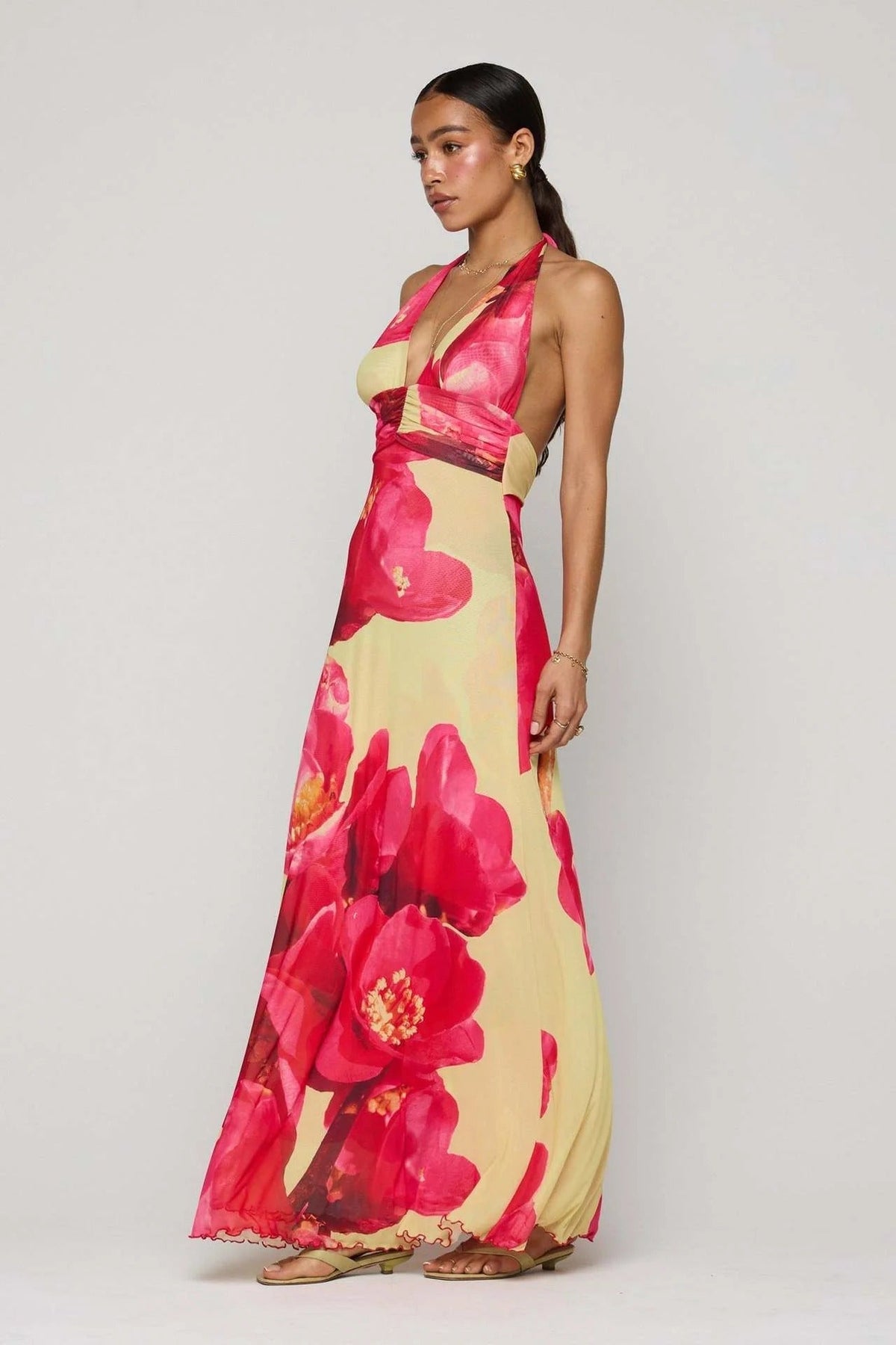 Camoni - Vestido Maxi de Diario con Lunares para Mujer