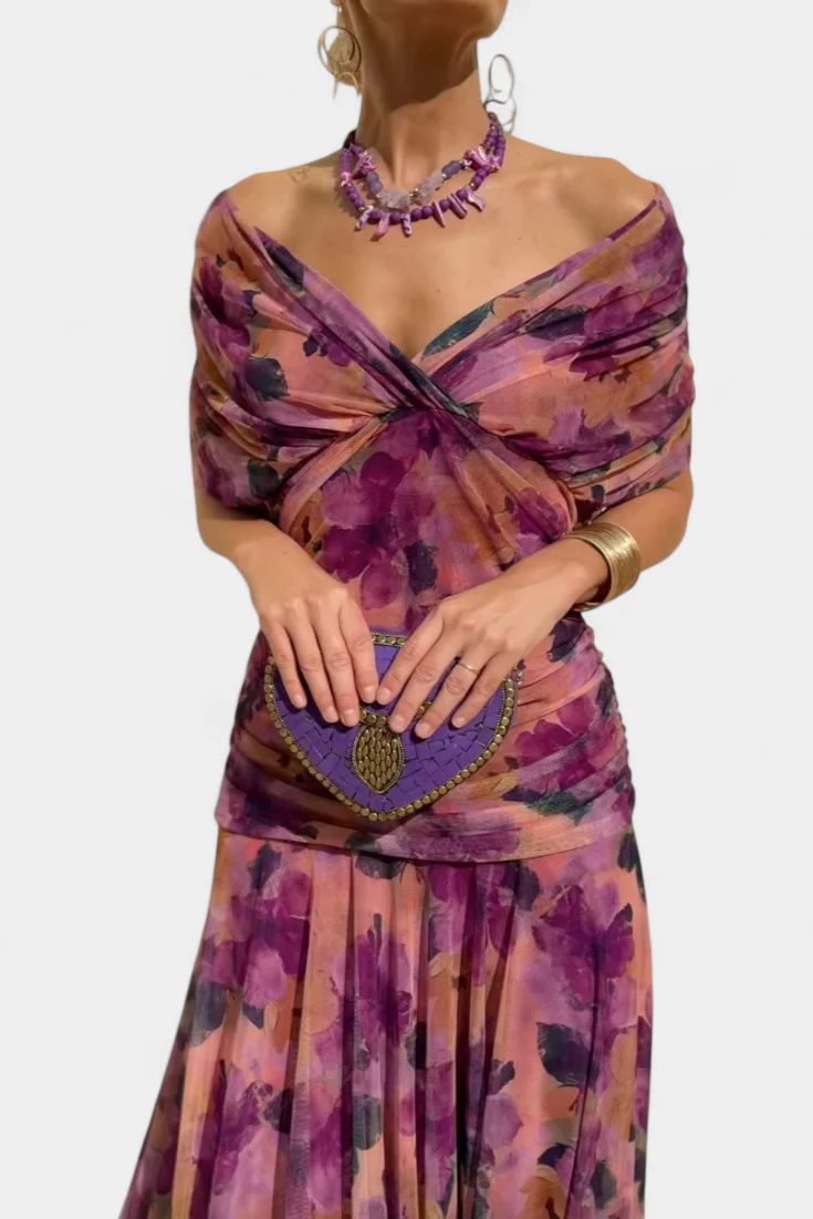 ALMA - VESTIDO LARGO CON CUELLO EN V PARA MUJER