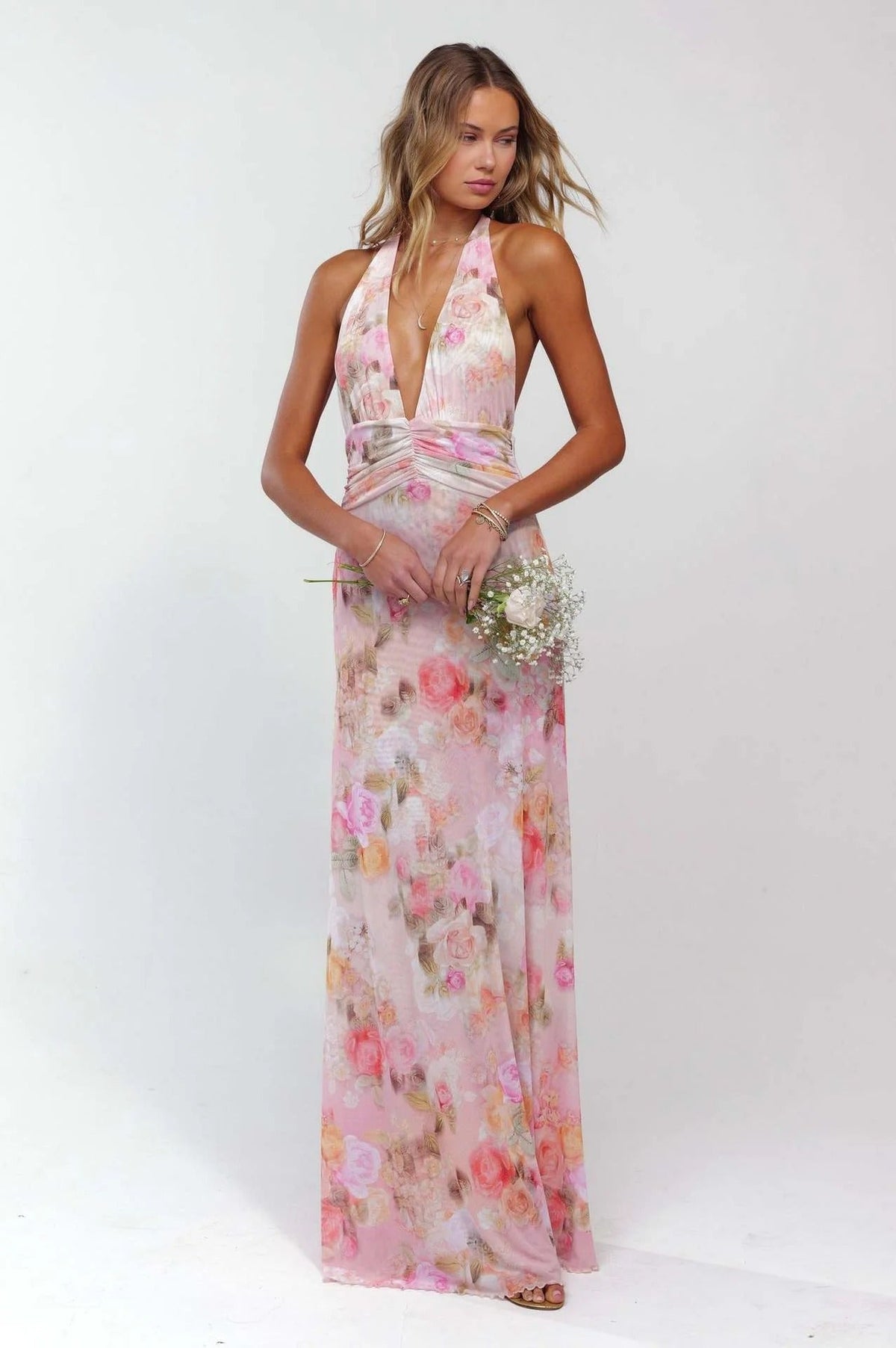 Camoni - Vestido Maxi de Diario con Lunares para Mujer