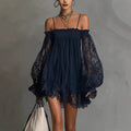 DINA - VESTIDO MINI HOMBROS DESCUBIERTOS ENCAJE PARA MUJER