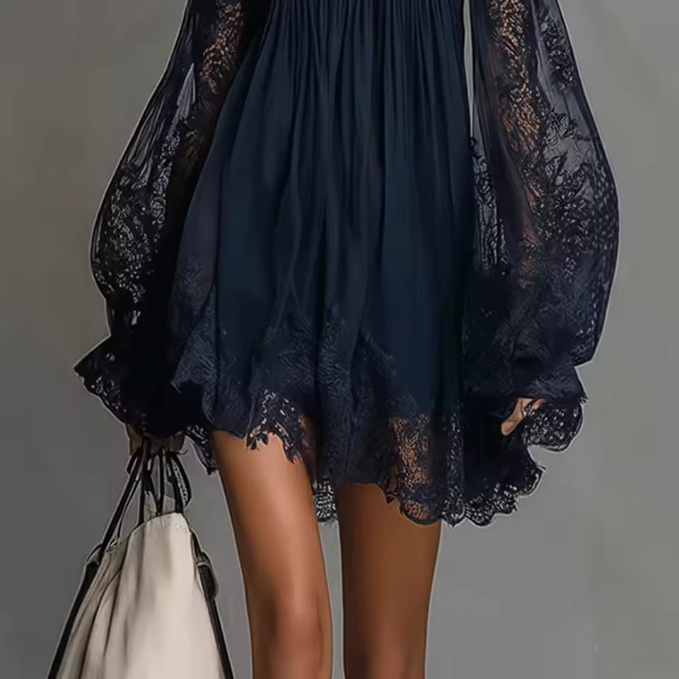 DINA - VESTIDO MINI HOMBROS DESCUBIERTOS ENCAJE PARA MUJER