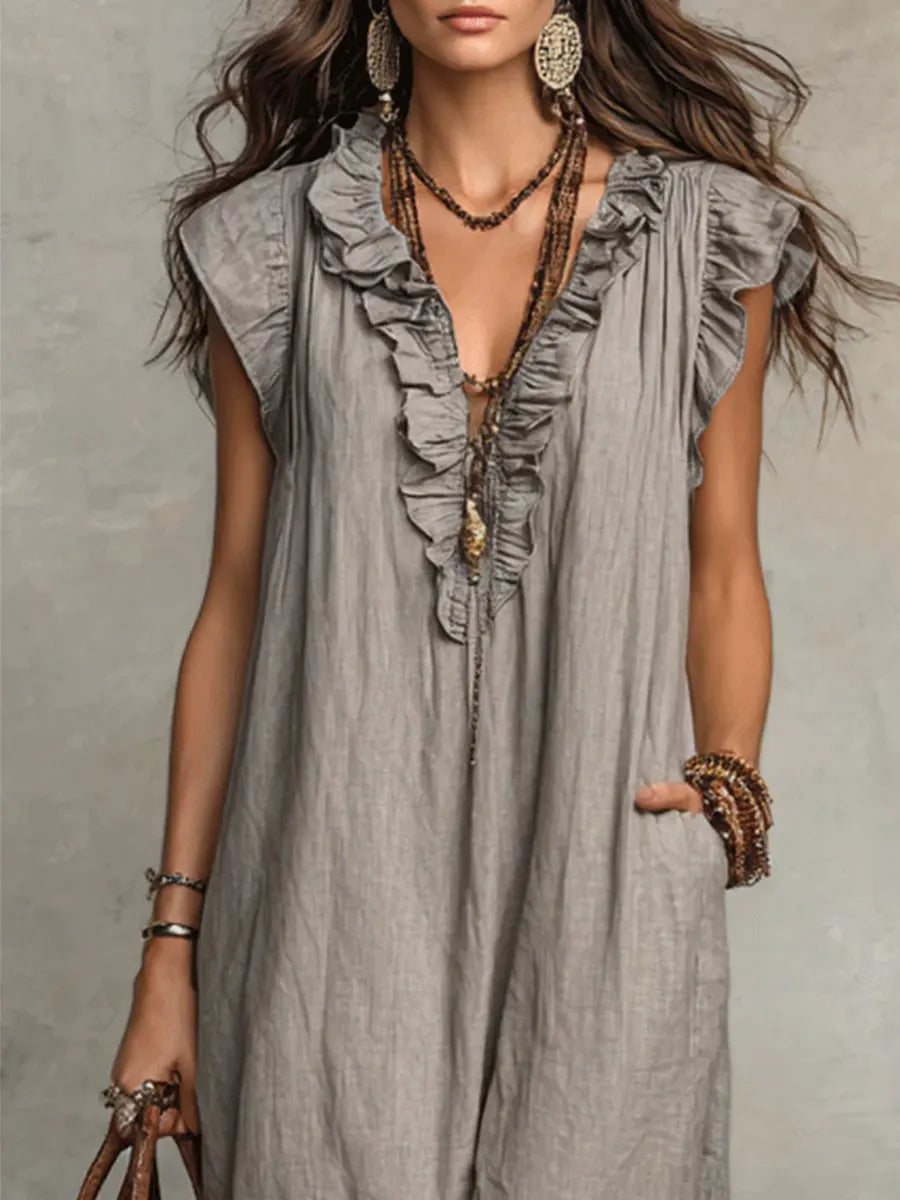 Camélia | Vestido Largo Bohemio de Lino y Algodón para Mujer