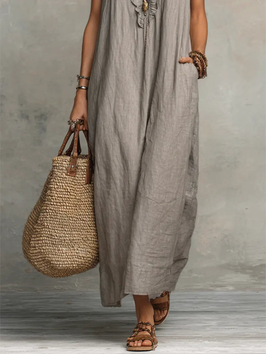 Camélia | Vestido Largo Bohemio de Lino y Algodón para Mujer
