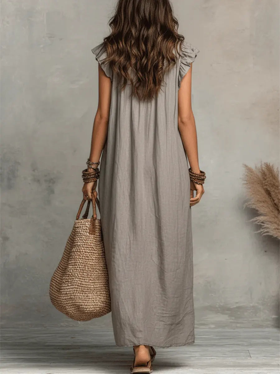 Camélia | Vestido Largo Bohemio de Lino y Algodón para Mujer